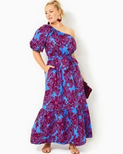 Flash Sale Zelalynn One-Shoulder Cotton Maxi Dress Women Dresses